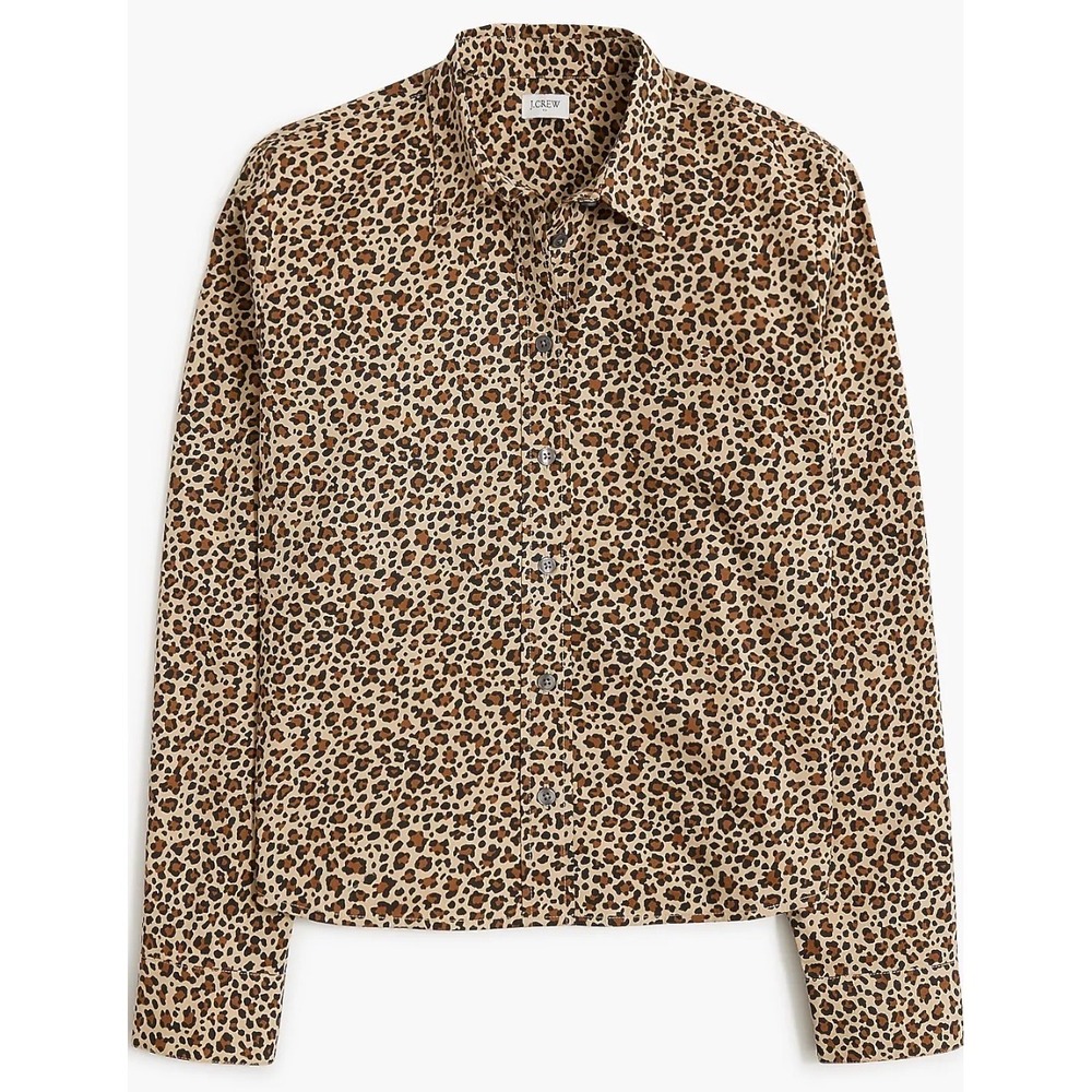 J.Crew Leopard Print Button Up Shirt CI762 Cashew Rustic Canoe‎ Women Large L